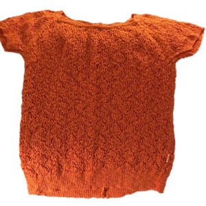 Women’s Large Zara Crochet Sweater With Button Up Back. Orange In Colour.